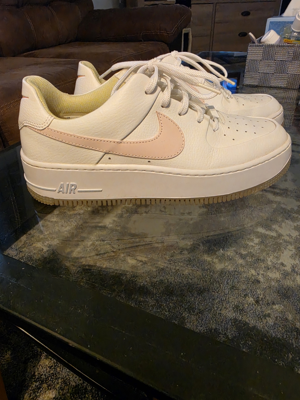 Nike Air Force 1 Low White with Pale Pink Swoosh